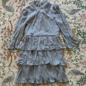 Girls Tiered Ruffle Dress in Light Blue